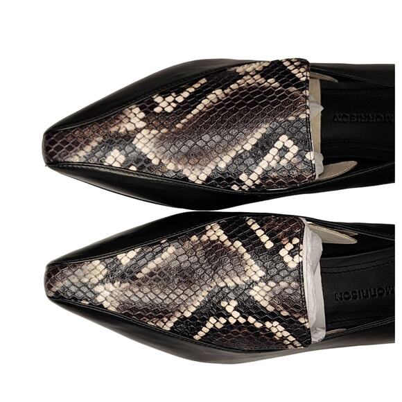 Sigerson Morrison NEW Leather Black Python Snake Print Calida Loafers Size 8 - Picture 5 of 7